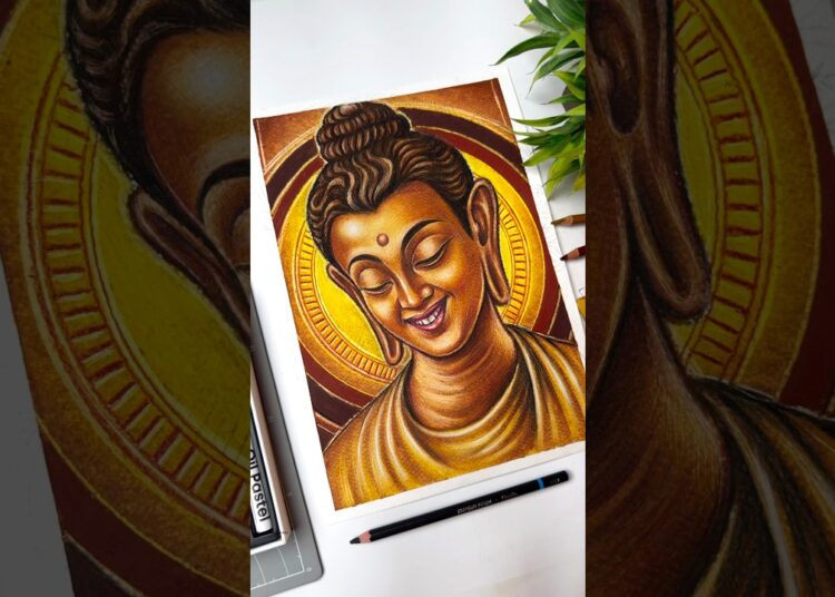 Buddha Drawing Oil Pastel ✨#shorts #art #drawing #gautambuddha