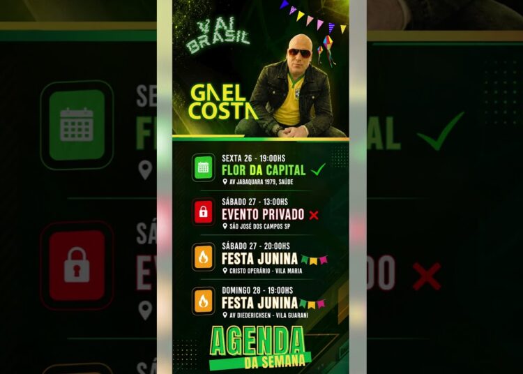 Agenda de Shows São João – #GaelCosta #festajunina #maiorsaojoaodomundo #tuvemtuvai