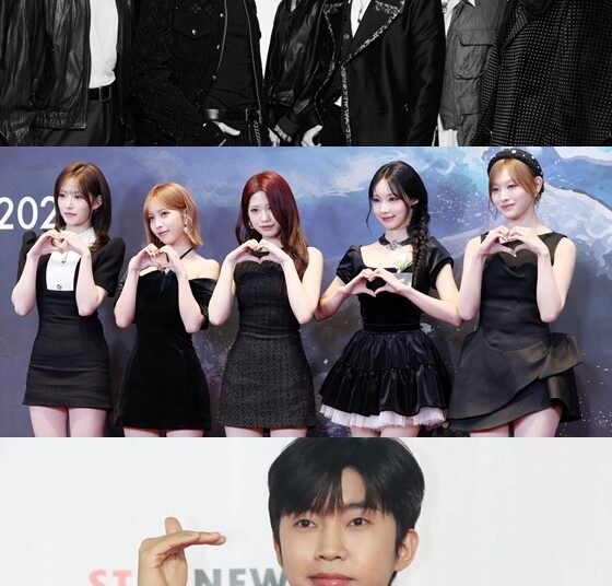 BTS, Le Sserafim, Lim Young-woong (de arriba hacia abajo) /foto=StarNews, Big Hit Music (HYBE)