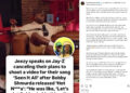 Jeezy con gafas de sol habla en un podcast. El texto habla sobre Jeezy y Jay-Z cancelando un video para "Visto todo" debido a Bobby Shmurda "Nigga caliente."