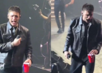 Captan a Peso Pluma dolido en concierto tras ruptura con Kenia Os