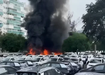 Dos helicópteros colisionaron en el aire y se precipitaron sobre el estacionamiento de una concesionaria de autos eléctricos.