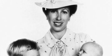 Peter Phillips, la princesa Ana y Zara Tindall posan durante el bautizo de Zara en 1981. Por: MEGA