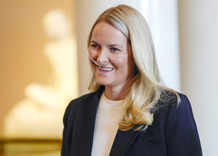 La princesa heredera Mette-Marit en el Palacio Real de Oslo, Noruega, el 10 de abril de 2026.
