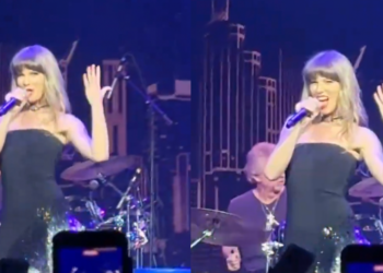 Mira a Taylor Swift mostrar su anillo durante la presentación sorpresa de “Love Story” en TEU