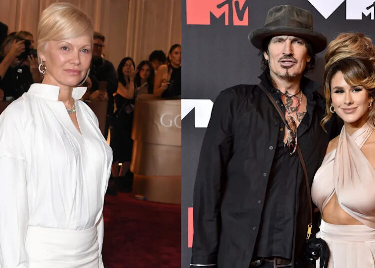 (De izquierda a derecha) Pamela Anderson, Tommy Lee y Brittany Furlan.