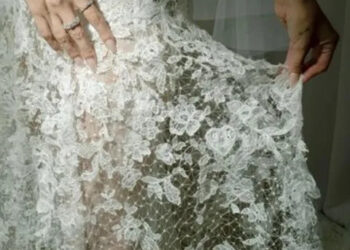 selena gomez/instagram Close-up of Selena Gomez's wedding dress