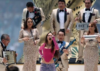 Belinda y Los Ángeles Azules en la inauguración del Mundial 2026.