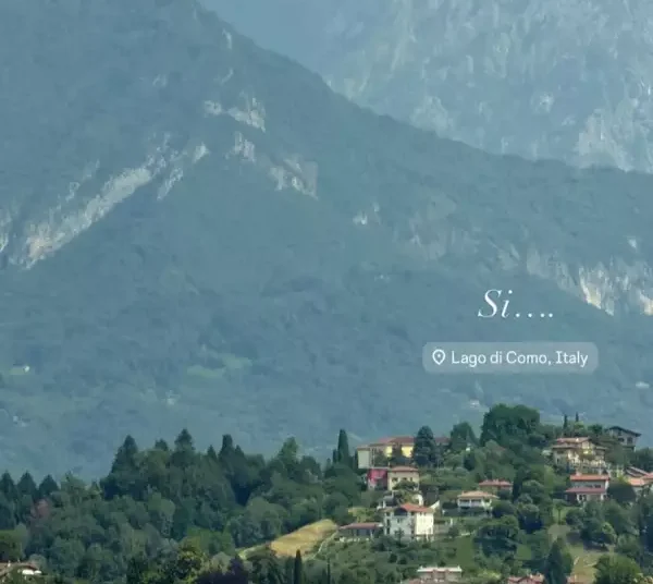 Historia de Instagram de la cantante Danna tomada en Lago di Como, Italia