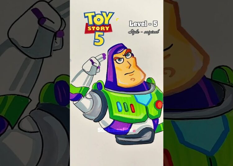 Drawing Buzz Lightyear in different Levels #art #drawing #toystory #shorts