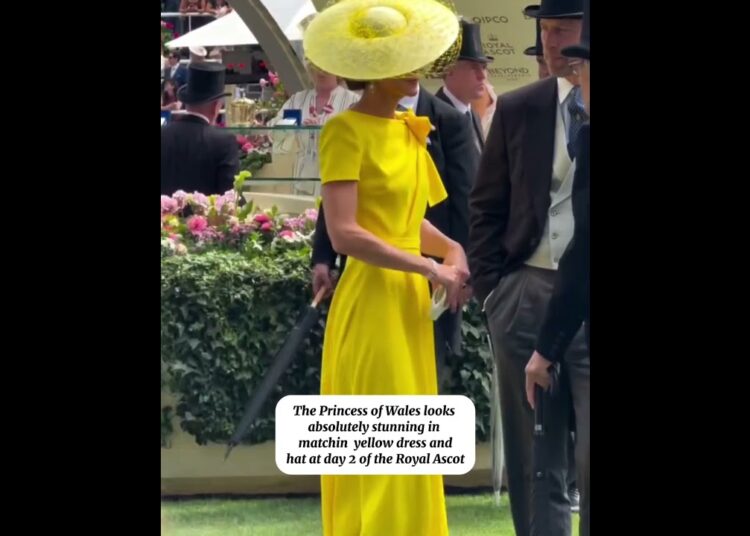 The Princess of Wales looks absolutely stunning in matching yellow dress and hat at day 2 of Ascot