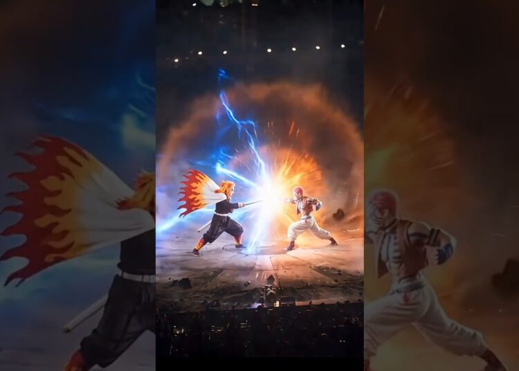 Rengoku vs Akaza in Japanese 2.5D Theater 🔥 The Most Epic Live Anime Battle #japanesetheater