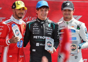 The top three in the Silverstone sprint race