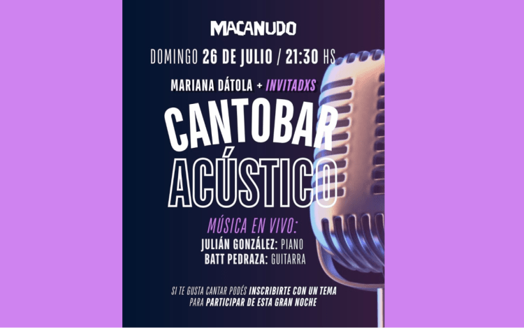 Cantobar Acústico en Tandil: Mariana Dátola y cantantes invitados se presentan en Macanudo – AGENDA CULTURA Y ESPECTACULOS