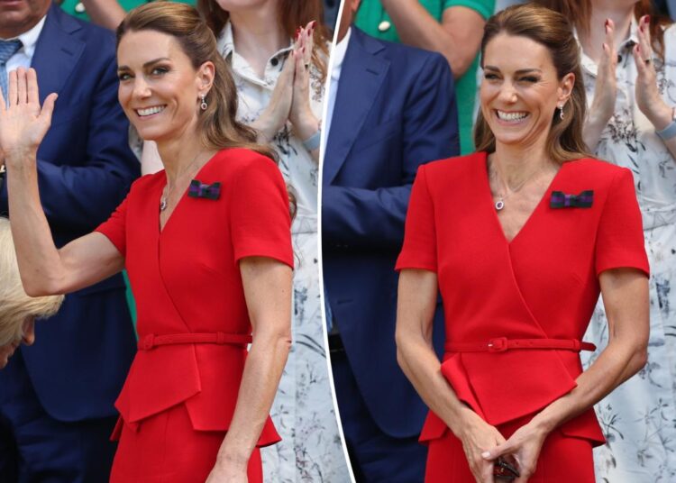 Kate Middleton llama la atención vestida de rojo para su aparición en Wimbledon 2026