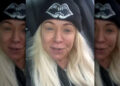 Theresa Caputo con un gorro en su coche.