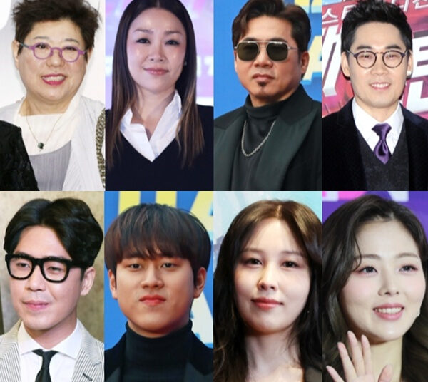 (De arriba a la izquierda en sentido horario) Yang Hee-eun, Park Jung-hyun, Kim Jo-han, Kim Yeon-woo, HYNN (Park Hye-won), Kwon Jin-ah, Lee Moo-jin y Jung Jun-il /foto=StarNews