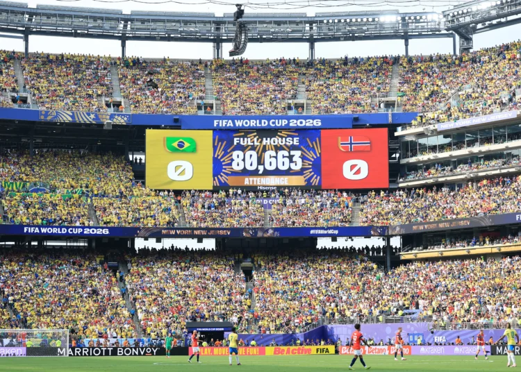 El New York New Jersey Stadium a tope en el partido de Brasil vs Noruega en el Mundial 2026.